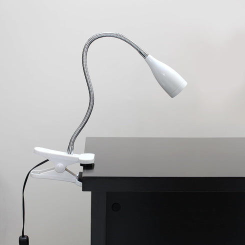 Simple Designs LD2005-WHT Flexible Gooseneck LED Clip Light Desk Lamp, White...