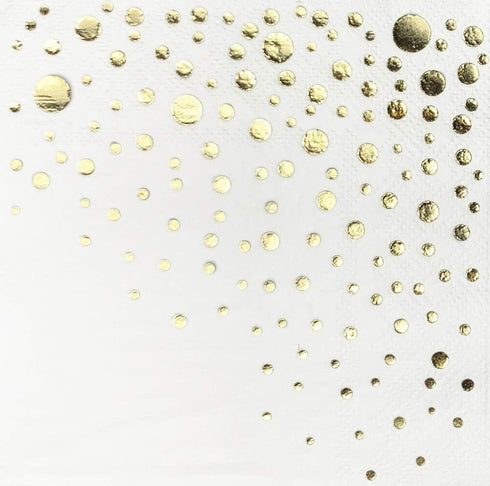 Stylish Gold Cocktail Napkins, 100 Disposable Party Napkins, Gold Dessert Napkins, 3-Ply, 5x5 Inch White and Gold Napkins, Disposable Wedding Cock...
