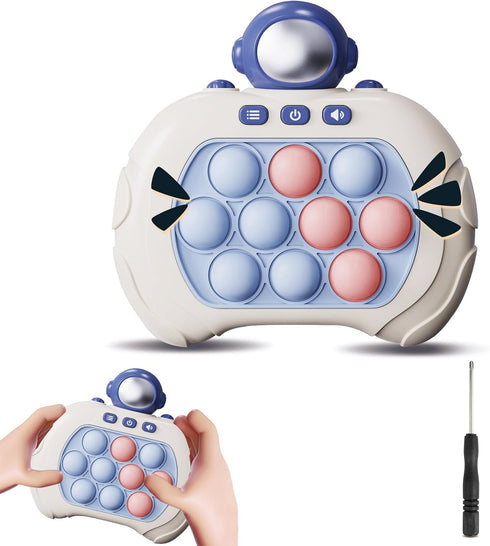 Quick Push Bubble Game Machine, Pop Game Puzzle Educational Console, Light Up Handheld Squeeze ADHD Stress Relief Fidget Toys for 3+ Boys Girls Ki...