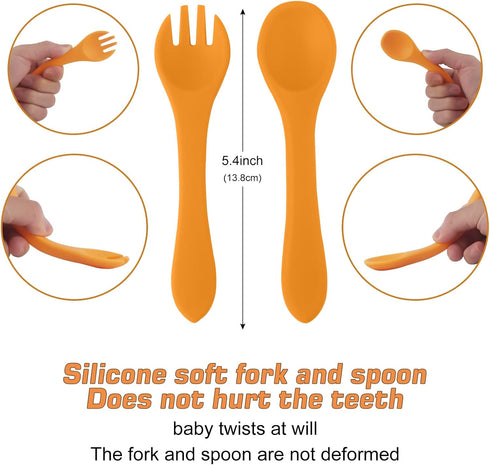 Powerful Suction Plates for Baby and Toddler,Baby Divided Plate,Thanksgiving Plates with Fork and Spoon,Duck Baby Plate Non-Slip,BPA Free,Microwav...