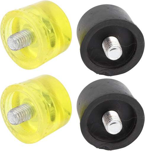 4 Pcs Rubber Hammer Replacement Striking Head Yellow Black Plastic Mallet Head Tips Set for Jewelry Craftsman, Leather Crafts, Wood, Flooring Inst...