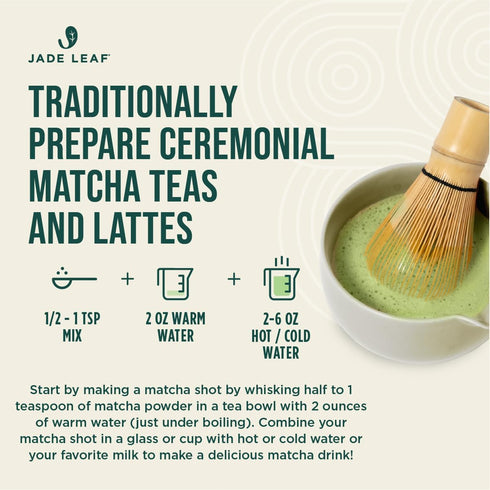 Jade Leaf Matcha Organic Ceremonial Grade Matcha Green Tea Powder - Authentic Japanese Origin - Teahouse Edition Premium First Harvest (1.06 Ounce...