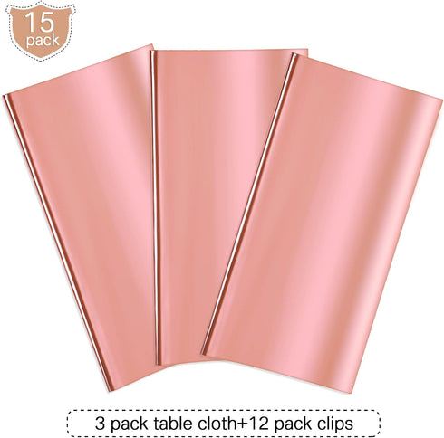 Tatuo 3 Pieces Foil Party Rectangular Table Covers Table Cloth 54 x 108 Inch Shiny Plastic Waterproof Tablecloth Party Desk Cover for Wedding Anni...