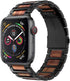 iiteeology Compatible with Apple Watch Band, Natural Wooden Steel Link Bracelet for iWatch Ultra 2/ Ultra/Series 1-10 42mm 41mm 40mm 38mm - Black...