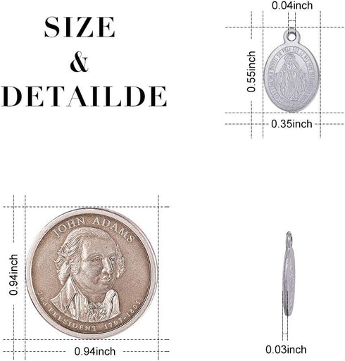 DanLingJewelry 100 pcs 304 Stainless Steel Virgin Mary Oval Miraculous Medal Charms Pendants for Jewelry Making 14x9mm...