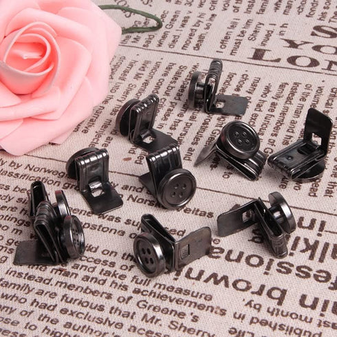 Wixine 10Pcs No-Sew EZ-Buttons Movable No Sew Button End Brace Clips (Black)...