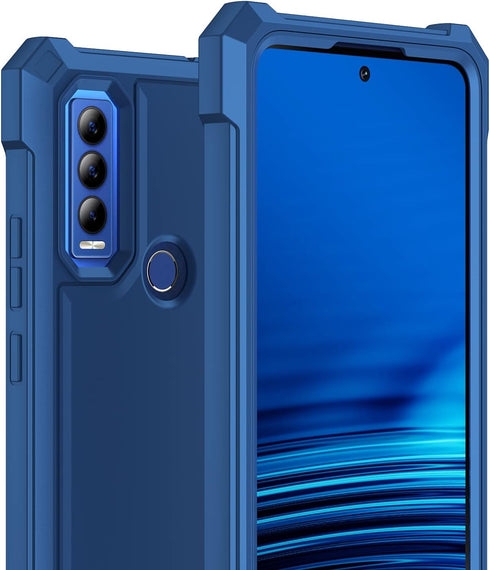 for Cricket Ovation 3 case, with Tempered Glass Screen Protector 360 Full-Body Soft TPU Bumper Shockproof Silicone Protective Phone Cover Case for...