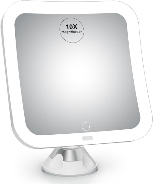 Upgraded 10x Magnifying Lighted Makeup Mirror with Natural White LED Lights, 360°Swivel Portable Cordless Makeup Mirrors with Locking Suction Base...