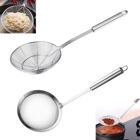 TSongHo Fat Skimmer Spoon Hot Pot Fine Mesh Food Strainer Spider Strainer for Grease Gravy Kitchen Cooking, Stainless Steel...