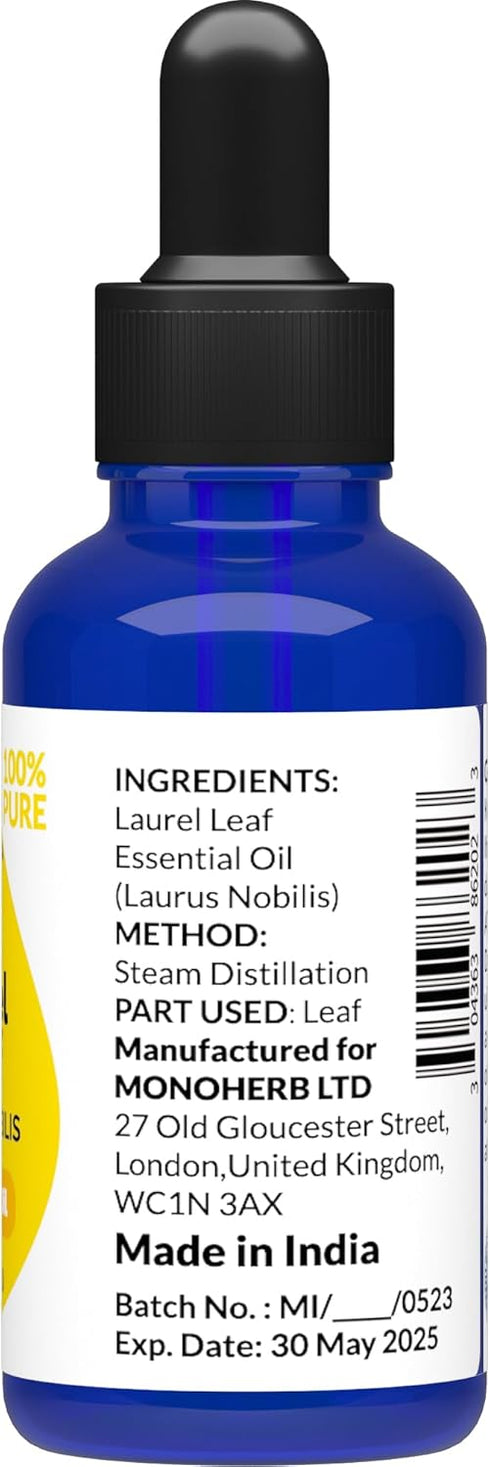 Laurel Leaf Essential Oil 30 ml - 1 oz - Pure & Natural - with Pipette Dropper...