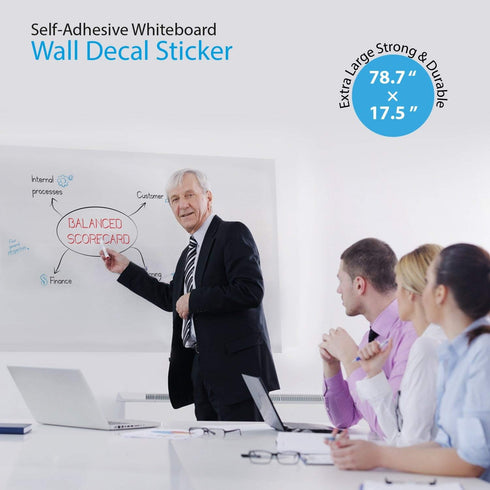 Extra Large Whiteboard Decal Sticker, Self-Adhesive Paper Message Board (6.5 FEET) Peel and Stick Wallpaper with 4 Dry Erase Markers, Size 17.7” X...