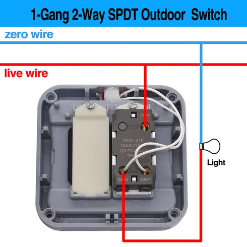 Taiss Outdoor Switch IP66 Waterproof Switch with Red LED indicator,1-Gang 2-Way SPDT Light Switch,10A 220V-250V Outdoor Garden Electrical Switch...