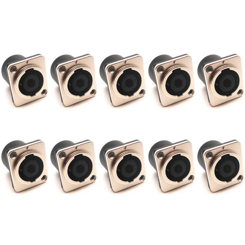10-Pack Replacement Speakon Connector 4 Pole with 31 * 26mm Metal Panel Mount for NL2FC, NL4MP, NL4MPR, NL4FC, NL4FX, NLT4X, NL4 Series...