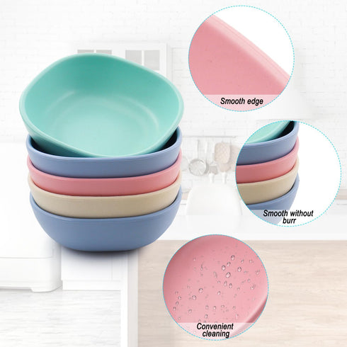 4.5 OZ 6 Psc Mini Wheat Straw Small Dessert Bowls, Unbreakable Dipping Saucers for Side Dishes, Snack Bowls, Small Bowls for Kitchen, Stacked Pinc...