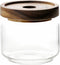 300ML/10Oz Clear Cute Glass Storage Canister Holder with Stackable Airtight Wood Lid, Modern Decorative Small Container Jar for Coffee, Spice, Can...