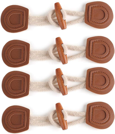 4 Sets Sew-On Toggle with Wooden Horn Button for Coat Jackets Shawl DIY Sewing Accessories (Brown)...
