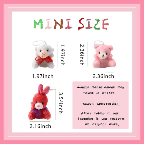 24Pcs Mini Plush Animal Toy Set,Cute Animals Keychain Decoration for Kids ? Adult?Goodie Bag Fillers, Carnival Prizes?Small Stuffed Animal Bulk fo...