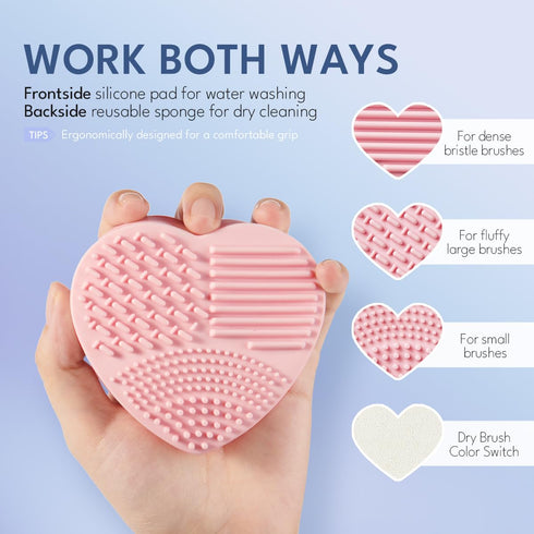 Makeup Brush Cleaner, Quick Dry Cleaner Spray and Rinse Solution Dual Purpose With Make Up Brush Cleaner Mat Color Removal Sponges Brush Protectio...