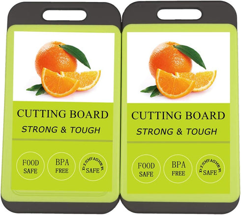 Mini Kitchen Cutting Board Mats, BPA Free, Dishwasher Safe, Juice Grooves, Thicker Boards, Easy Grip Handle, Non Porous, 2 pack...