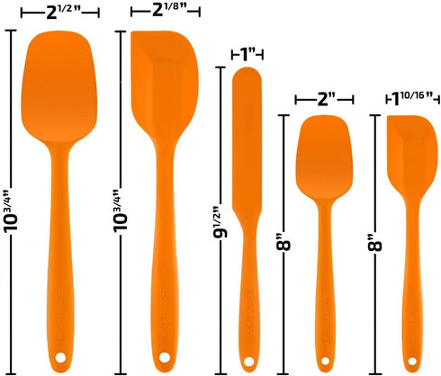 OVENTE Set of 5 Silicone Spatula , Food Grade Rubber Spatulas Heat Resistant w/ Stainless Steel Core & Seamless Design, Non Stick Rubber Spatula f...