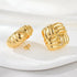 Gold Statement Earrings for Women?Gold Chunky Hollow Square Geometric Textured Trendy Vintage Stud Earrings...