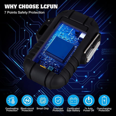 LcFun Waterproof Electric Lighter Windproof Dual Arc USB Rechargeable Flameless Plasma Lighters for Camping Hiking Survival Tactical Gear Gifts fo...