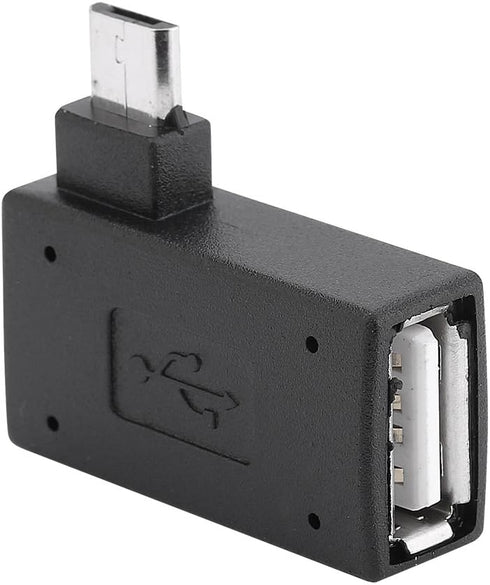 Zerone 2Pcs 90 Degree Left & Right Angled Micro USB 2.0 OTG Host Adapter, Female to Male Micro OTG Adapter with USB Electricity Supply Port...