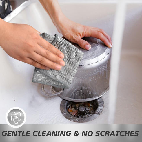 SINLAND Multipurpose Wire Dishwashing Rags Non-Scratch Cleaning Cloths Double-Sided Mesh Metal Wire Cleaning Cloth for Dishes Sinks Counters Stove...