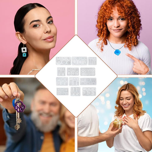 AFUNTA 12 PCS Jewelry Resin Molds, Resin Earring Molds Pendant Resin Molds Silicone Set, Jewelry Making Supplies DIY Gifts for Women...