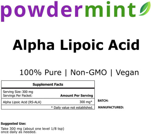 Alpha Lipoic Acid Powder (RS-ALA, Pure ALA) (Multiple Sizes) Antioxidant (25 Grams) Scoop Included…...