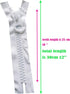 #20 Super Large Plastic Zipper Heavy Duty Zippers 25cm Long with 2pcs for DIY Sewing (#20 White -2pcs)...