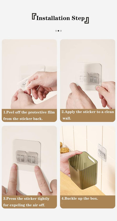 Set of 2 Storage Organizer Bins Wall Mounted Floating Shelves Fridge Organizer Stackable Clear Plastic Storage Bins for Wall, Refrigerator, Kitche...