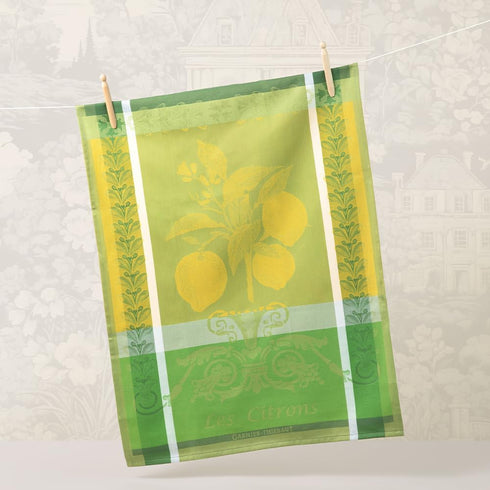Garnier Thiebaut Citron Zeste (Lemon Zest) French Kitchen Towel 22"x30", Cotton, Jacquard...