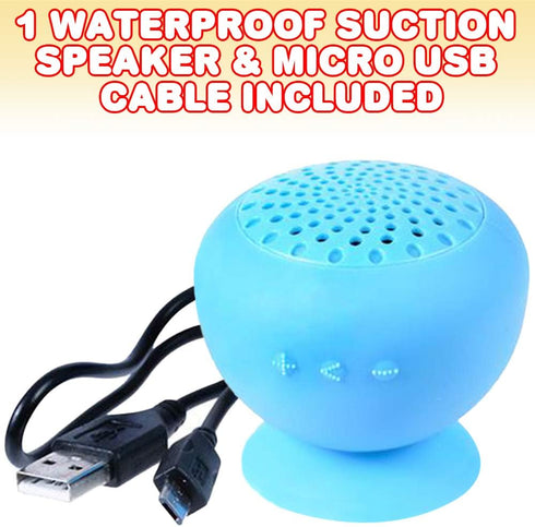 ArtCreativity Waterproof Suction Bluetooth Speaker for Kids and Adults, 1PC, Portable Bluetooth Speaker with Microphone, Wireless Rechargeable Spe...