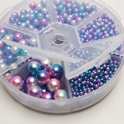 Chenkou Craft 1550PCS 1 Box Plastic Round Imitation Pearls Bead No Hole Loose Beads Gem (Dark Mix, Mix)...