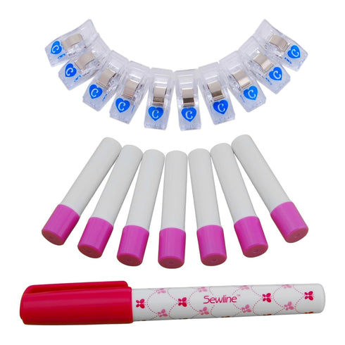 Glue Pens for Crafting Bundle, Sewline Glue Pen with 7 Sewline Fabric Glue Pen Refills and 10 Charisity Sewing Clips, Sewing Glue for Fabric, Foun...