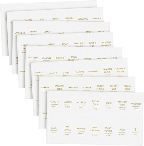 Talented Kitchen 140 Pack of Minimalist Spice Jar Labels, Preprinted, Water Resistant Stickers (Gold Text)...