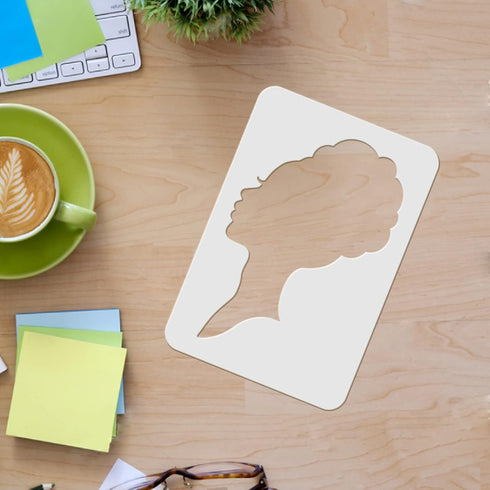 FINGERINSPIRE African Women Queen Stencil Template 11.6x8.3 inch Plastic Woman Head Pattern Drawing Painting Stencils Rectangle Reusable Stencils ...