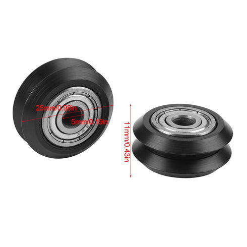 10 Pcs 3 Dimensional Printer Models Pulley POM Plastic Pulley Models V Groove Ball Bearings Pulley Passive Round Wheels Roller Black...