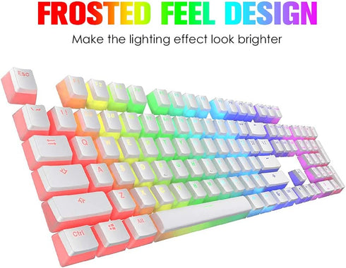 Pudding Keycaps Double Shot PBT Keycap Set with Translucent Layer,for 104 87 61 Keys RGB Backlit Mechanical Keyboards,OEM Profile,US Layout-White...