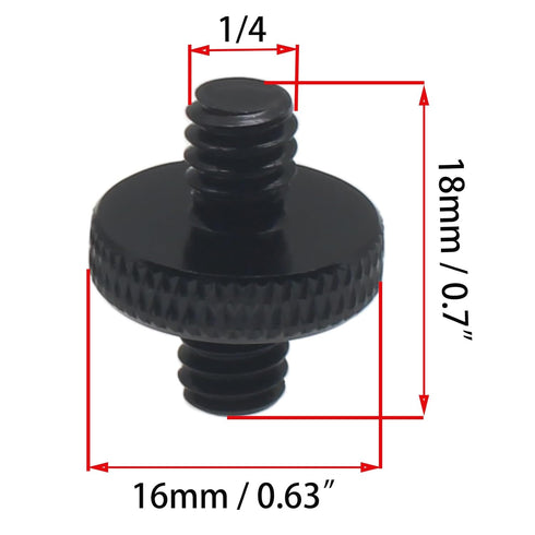 4pcs Camera Mount Screw 1/4" Male to 1/4" Male Threaded Tripod Screw Adapter Double Sided Standard Mounting Thread Converter(Black)...