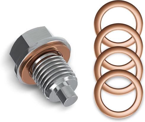 1 Piece Aluminum Engine Oil Drain Plug, Sump Drain Nut Bolt, with 5 Washer Bolts Leak-proof Replacement, Universal for Auto Motorcycle Boats Heavy...