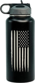 32oz American Flag Stainless Steel Insulated Water Bottle - Engraved USA Flag - American Flag Gift Set | Flag 32 oz Water Bottle...