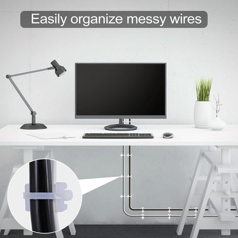 100 Pcs Cable Zip Tie Saddle Type Mounts Base with 8" Cable Ties Tapping Screw, Wire Cable Clips Organizer Holders Clamps White...