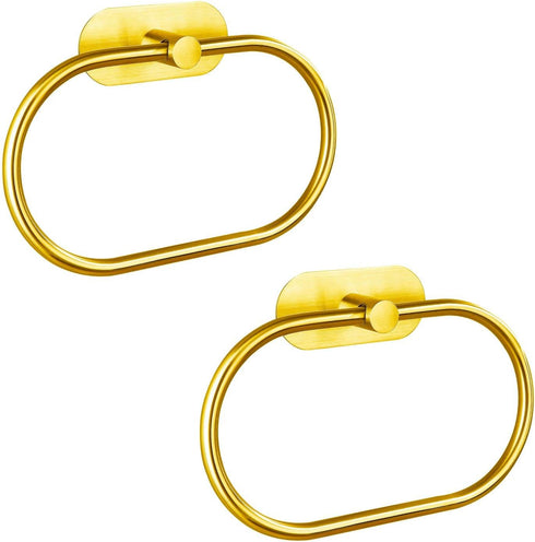 Towel Bar/Bath Towel Ring, Self Adhesive Hand Towel Ring for Bathroom, Stainless Steel Sticky Hand Towel Holder, No Drilling Modern Round Towel Ha...