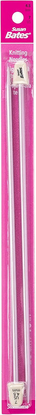 Susan Bates 10-Inch Silvalume Single Point Knitting Needle, 4.5mm, Rose...