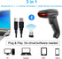 Bluetooth Barcode Scanner with Stand,Alacrity 1D Hands-Free Automatic Scanning 3-in-1 Connections Bluetooth&USB Wired&2.4GHz Wireless Barcode Read...