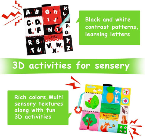 beetoy Tummy Time Baby Mirror Toys with Black and White Pattern, High Contrast 3D Activity Play Crinkle Toys Baby Mirror for Newborn 0 3 6 Months...
