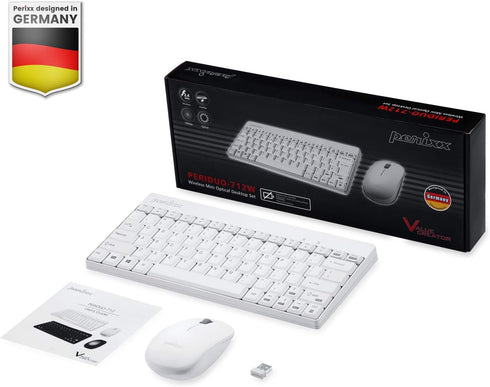 Perixx PERIDUO-712WES Mini Pack de Teclado y Ratón Inalámbrico Combo - Color Blanco - Español QWERTY...