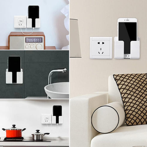 D1 Wall Mount Phone Holder, Phone Stand with Adhesive and Data Cable Receiving Hole, Phone Holder for Shower, Charging, RV, Compatible with iPhone...